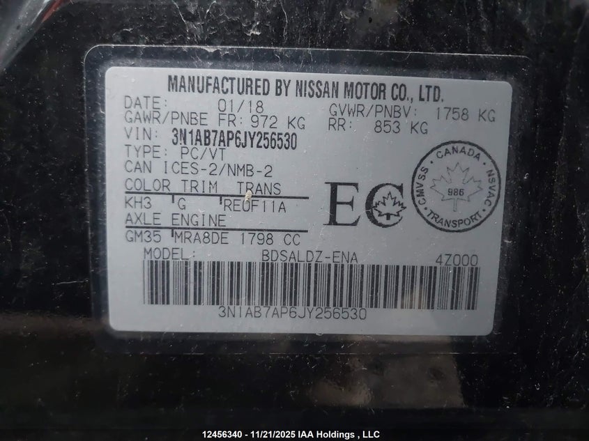 3N1AB7AP6JY256530 2018 NISSAN SENTRA photo no. 9