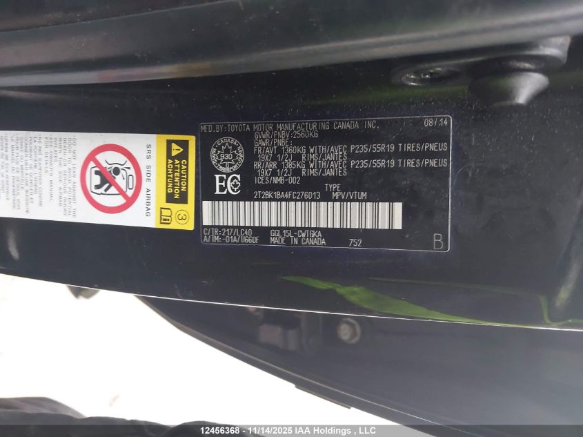 2015 Lexus Rx 350 Sportdesign VIN: 2T2BK1BA4FC276013 Lot: 12456368