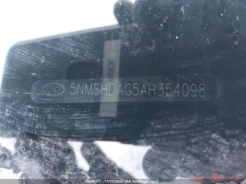 2010 Hyundai Santa Fe Se VIN: 5NMSHDAG5AH354098 Lot: 12456377