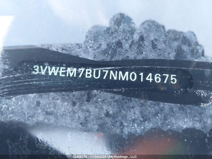 2022 Volkswagen Jetta Comfortline VIN: 3VWEM7BU7NM014675 Lot: 12456378