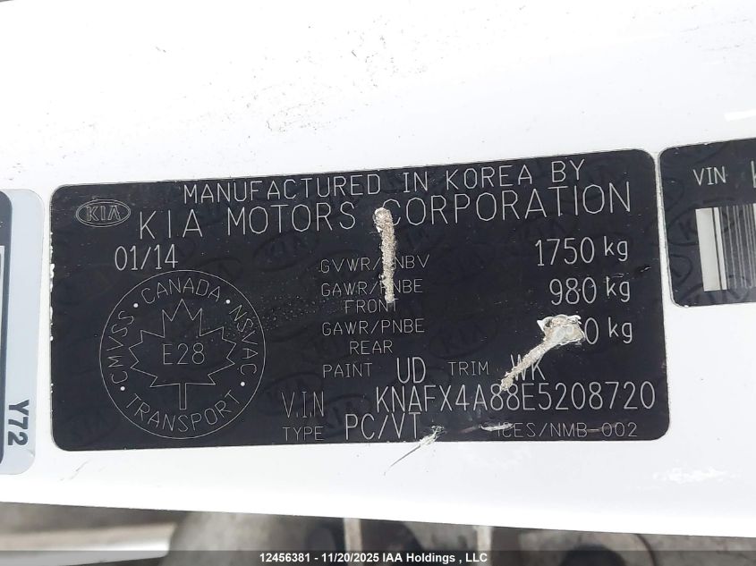 2014 Kia Forte VIN: KNAFX4A88E5208720 Lot: 12456381