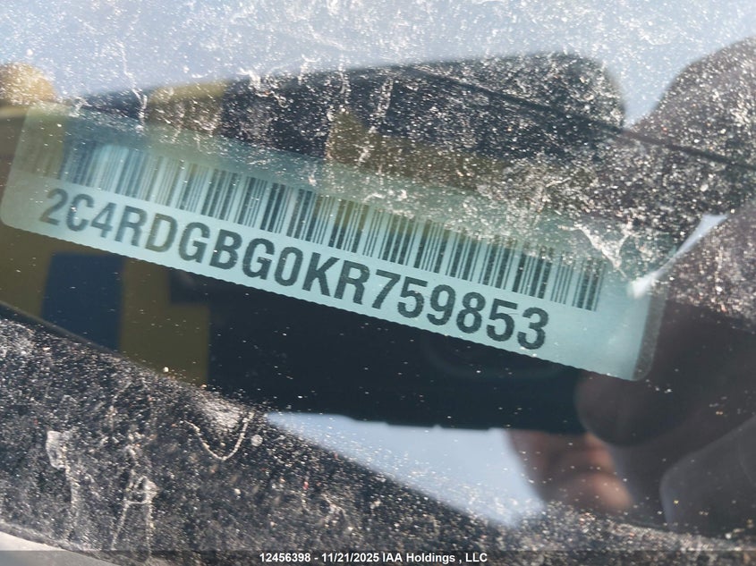 2019 Dodge Grand Caravan Cvp/Sxt VIN: 2C4RDGBG0KR759853 Lot: 12456398