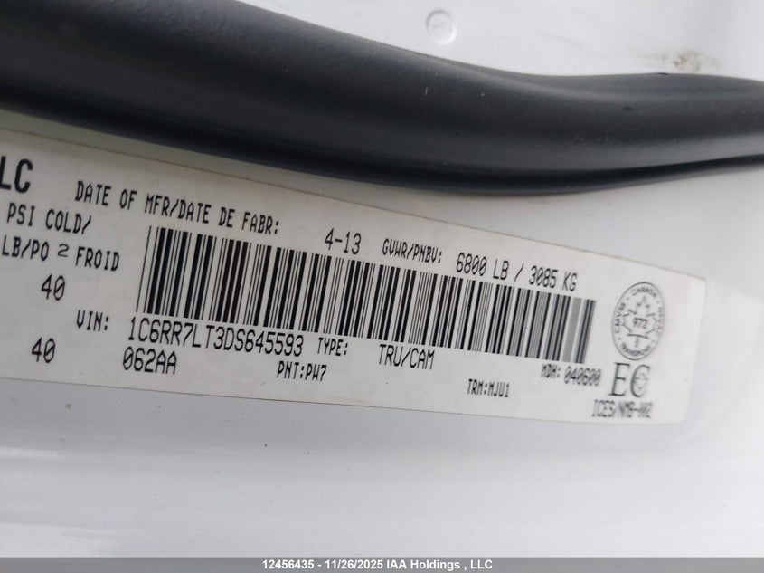 1C6RR7LT3DS645593 2013 RAM 1500 photo no. 9
