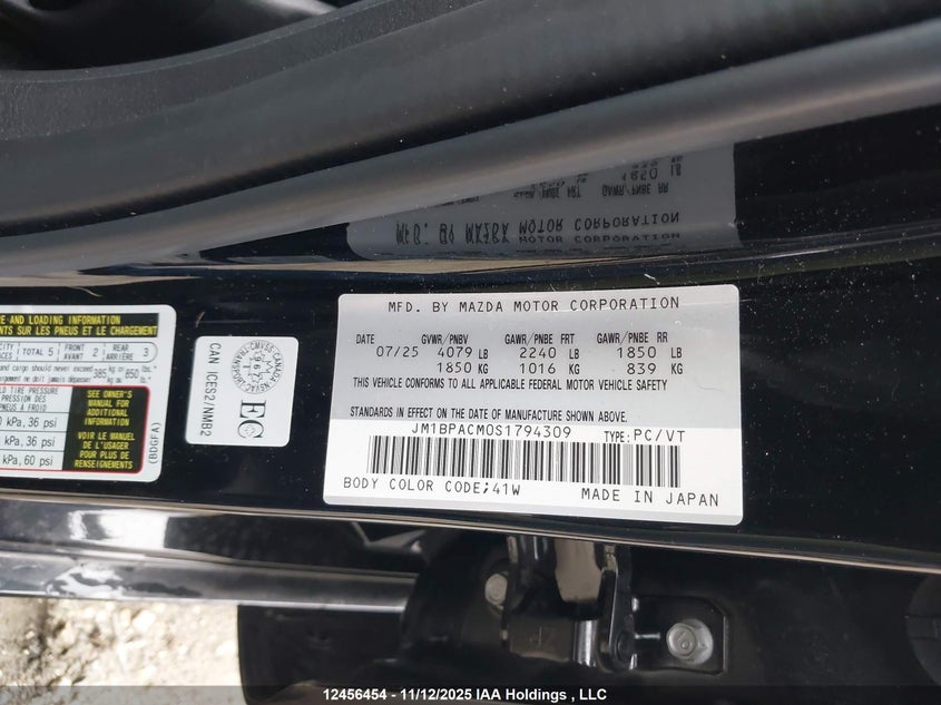 JM1BPACM0S1794309 2025 MAZDA 3 photo no. 9