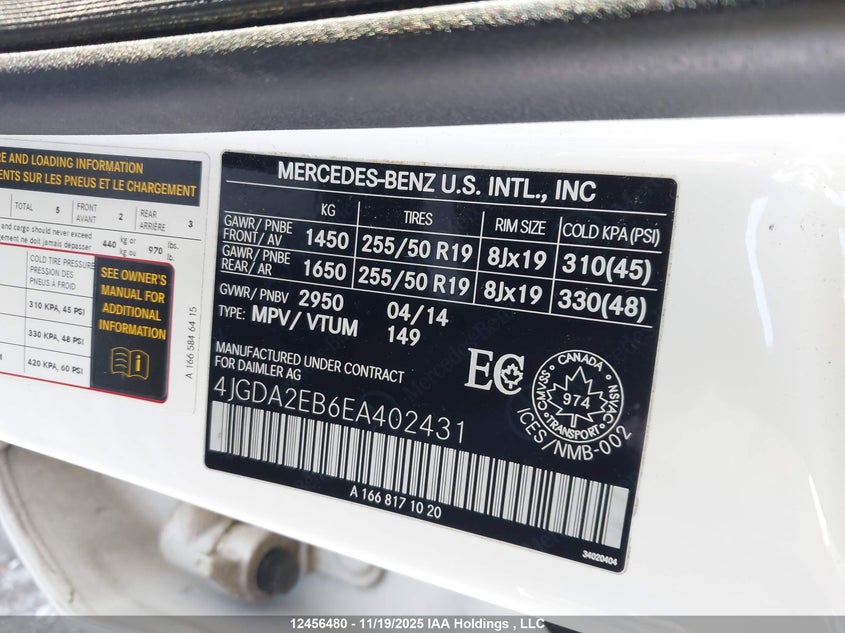 4JGDA2EB6EA402431 2014 MERCEDES-BENZ  photo no. 9