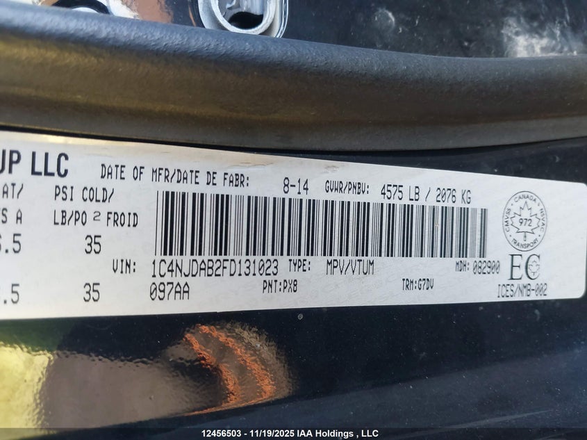 1C4NJDAB2FD131023 2015 JEEP COMPASS photo no. 9