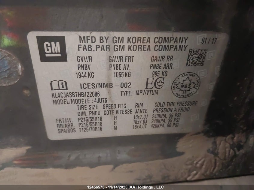 KL4CJASB7HB122086 2017 BUICK ENCORE photo no. 9