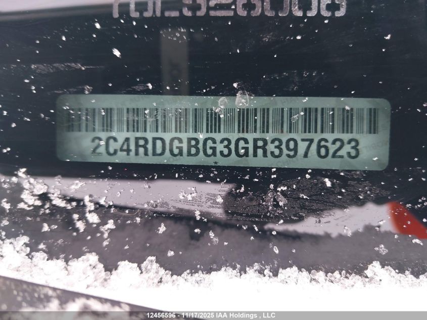 2016 Dodge Grand Caravan Se VIN: 2C4RDGBG3GR397623 Lot: 12456596