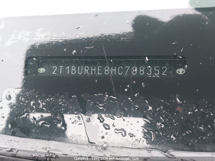 2017 Toyota Corolla Le VIN: 2T1BURHE8HC788352 Lot: 12456615