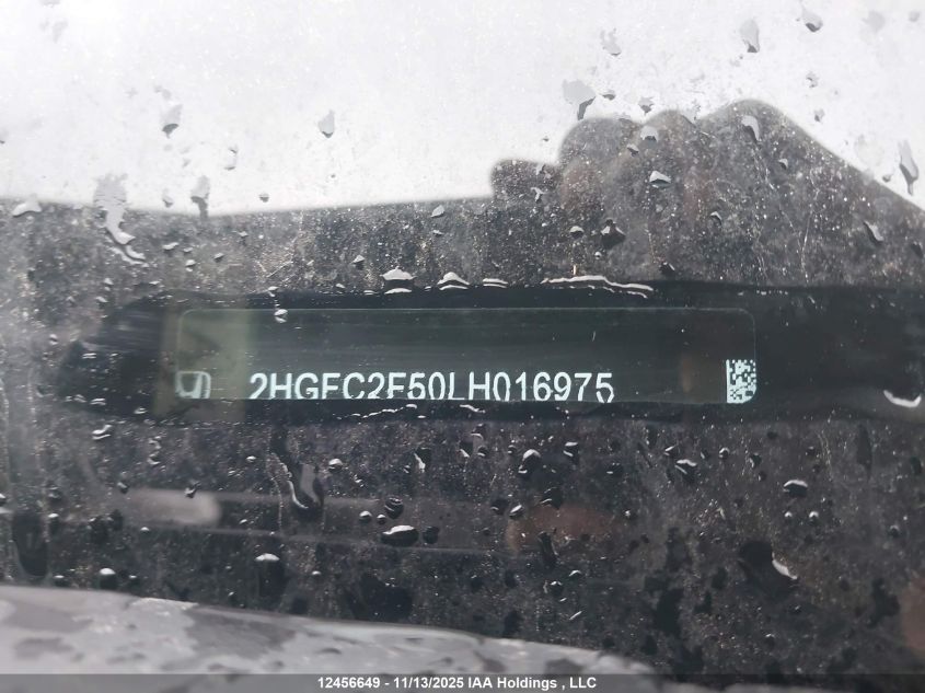 2020 Honda Civic Lx VIN: 2HGFC2F50LH016975 Lot: 12456649