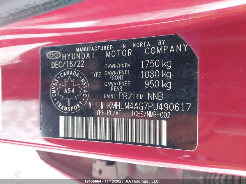 2023 Hyundai Elantra Preferred Ivt With Tech Package VIN: KMHLM4AG7PU490617 Lot: 12456664