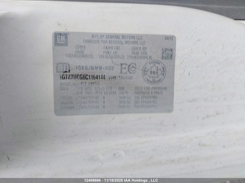 2012 GMC Savana G3500 VIN: 1GTZ7UCG6C1164144 Lot: 12456666