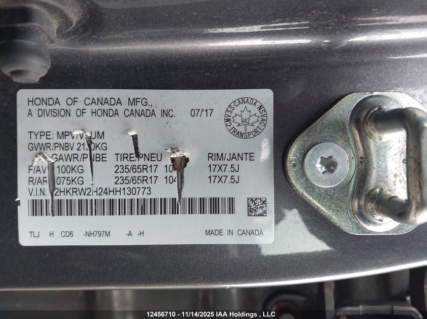 2HKRW2H24HH130773 2017 HONDA CR-V photo no. 9