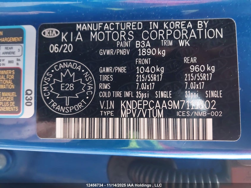 2021 Kia Seltos Lx VIN: KNDEPCAA9M7111802 Lot: 12456734