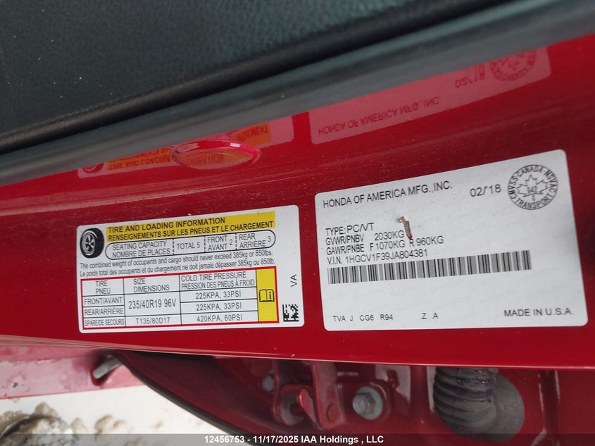 2018 Honda Accord Sport VIN: 1HGCV1F39JA804381 Lot: 12456753