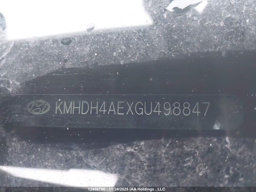 2016 Hyundai Elantra Sport Appearance VIN: KMHDH4AEXGU498847 Lot: 12456790