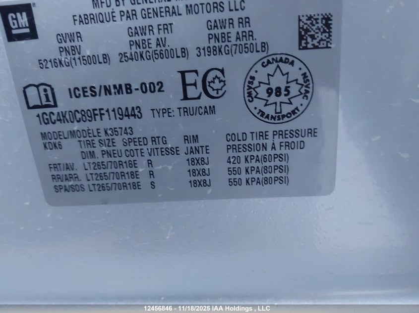 1GC4K0C89FF119443 2015 CHEVROLET SILVERADO photo no. 9