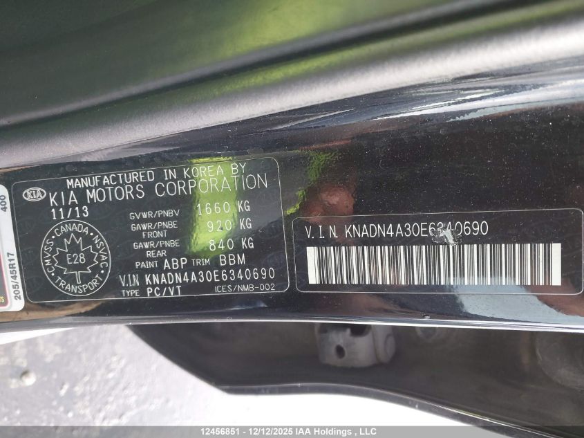 2014 Kia Rio Ex/Ex+/Lx/Lx+/Sx VIN: KNADN4A30E6340690 Lot: 12456851