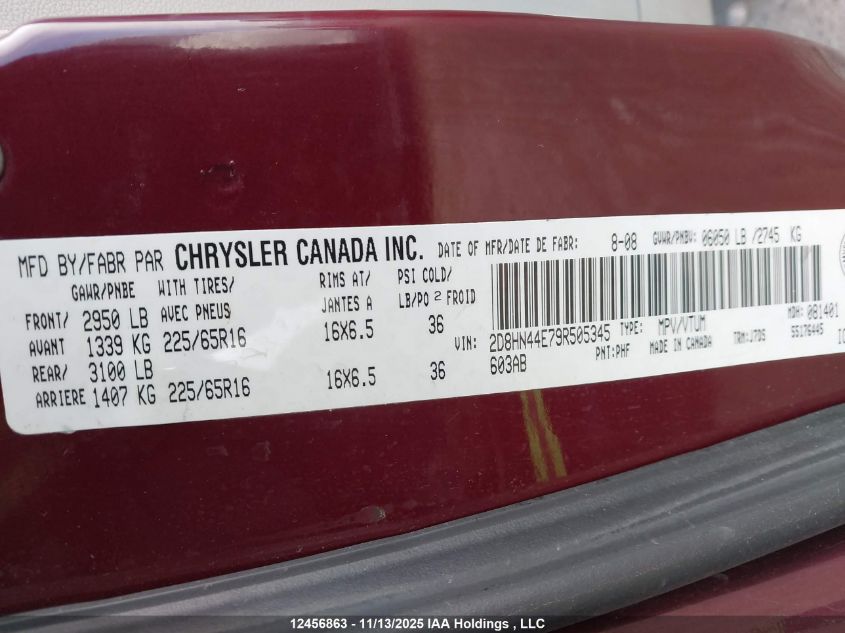 2009 Dodge Grand Caravan Se VIN: 2D8HN44E79R505345 Lot: 12456863