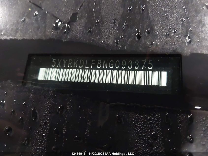 2022 Kia Sorento Sx/Sxp VIN: 5XYRKDLF8NG093375 Lot: 12456916