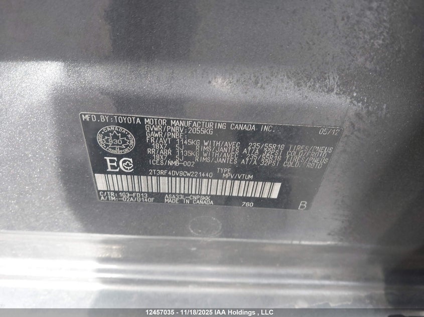 2T3RF4DV9CW221440 2012 TOYOTA RAV 4 photo no. 18