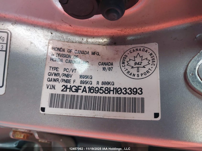 2HGFA16958H103393 2008 HONDA CIVIC photo no. 18