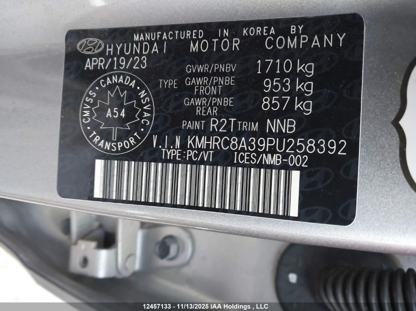 2023 Hyundai Venue Preferred VIN: KMHRC8A39PU258392 Lot: 12457133