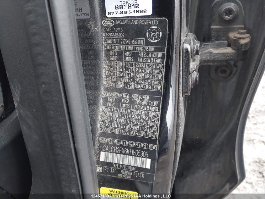 2019 Land Rover Discovery Sport Hse/Landmark Edition VIN: SALCR2FX6KH805906 Lot: 12457139