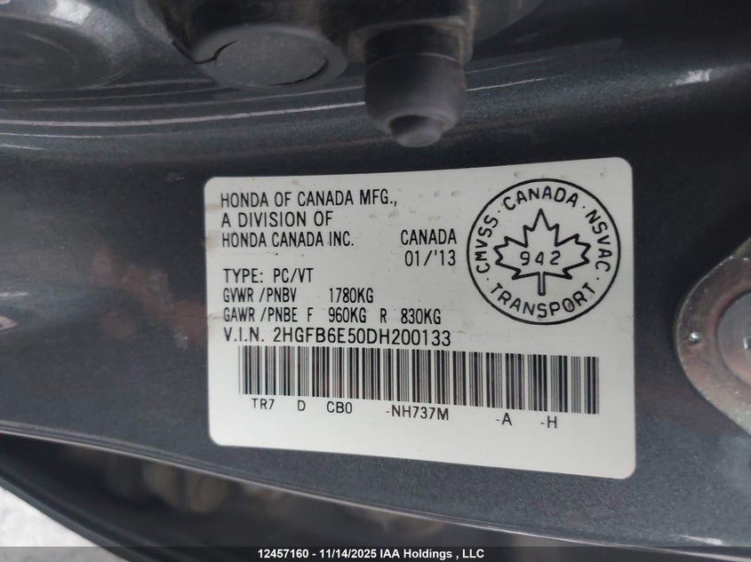 2HGFB6E50DH200133 2013 HONDA CIVIC photo no. 9