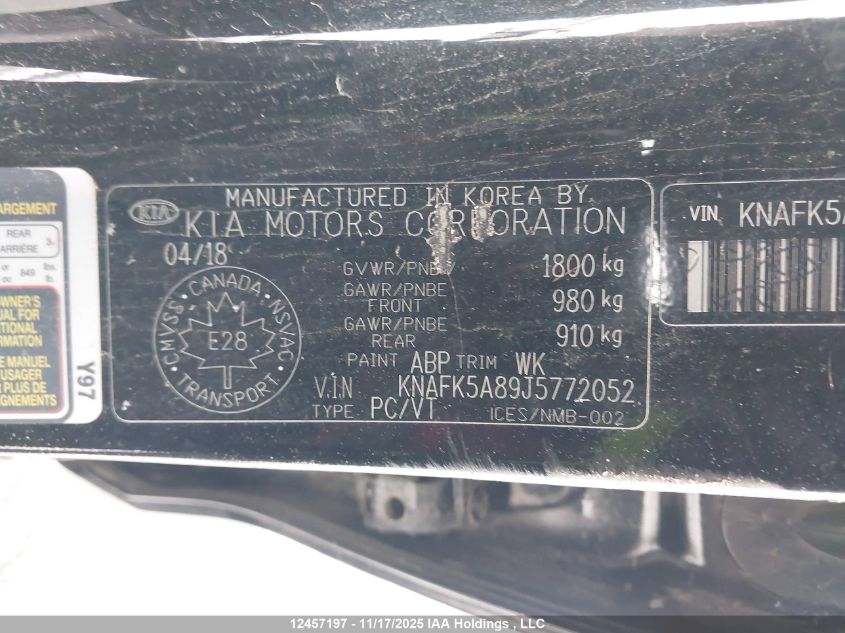 2018 Kia Forte 2.0L Lx+ VIN: KNAFK5A89J5772052 Lot: 12457197