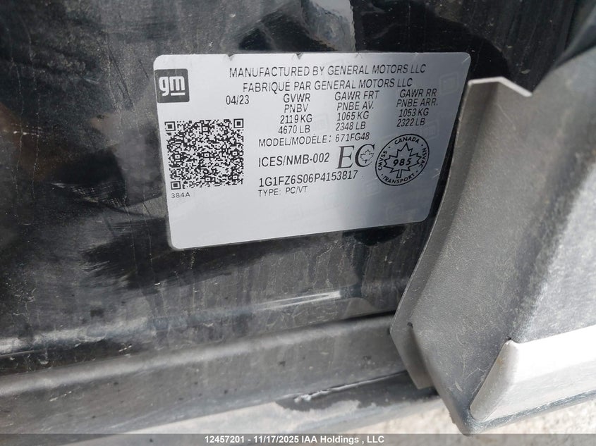 2023 Chevrolet Bolt Euv Premier VIN: 1G1FZ6S06P4153817 Lot: 12457201