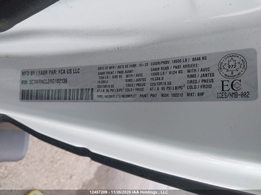 2024 Ram 5500 VIN: 3C7WRNCL2RG182136 Lot: 12457289