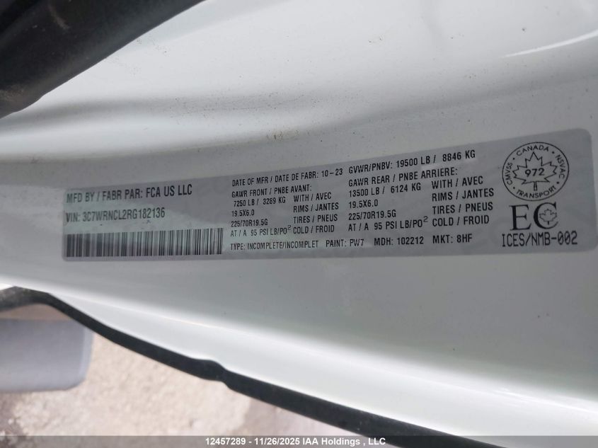 2024 Ram 5500 VIN: 3C7WRNCL2RG182136 Lot: 12457289