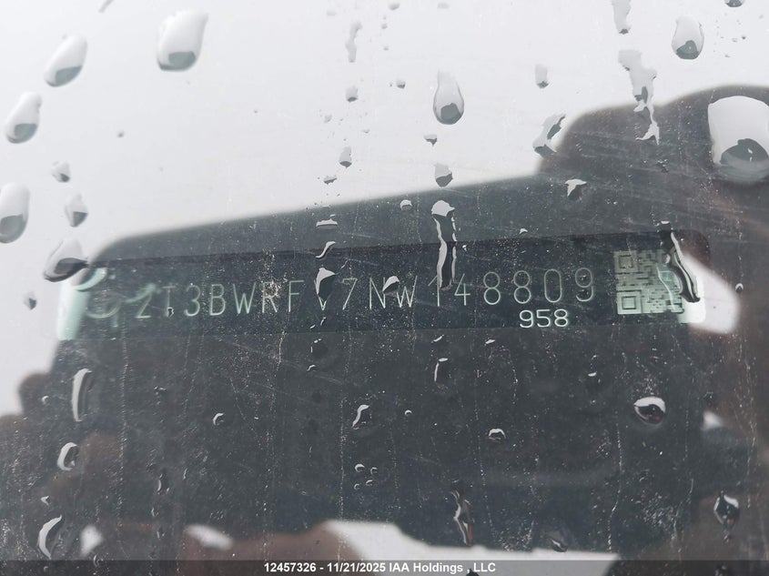 2022 Toyota Rav4 VIN: 2T3BWRFV7NW148809 Lot: 12457326