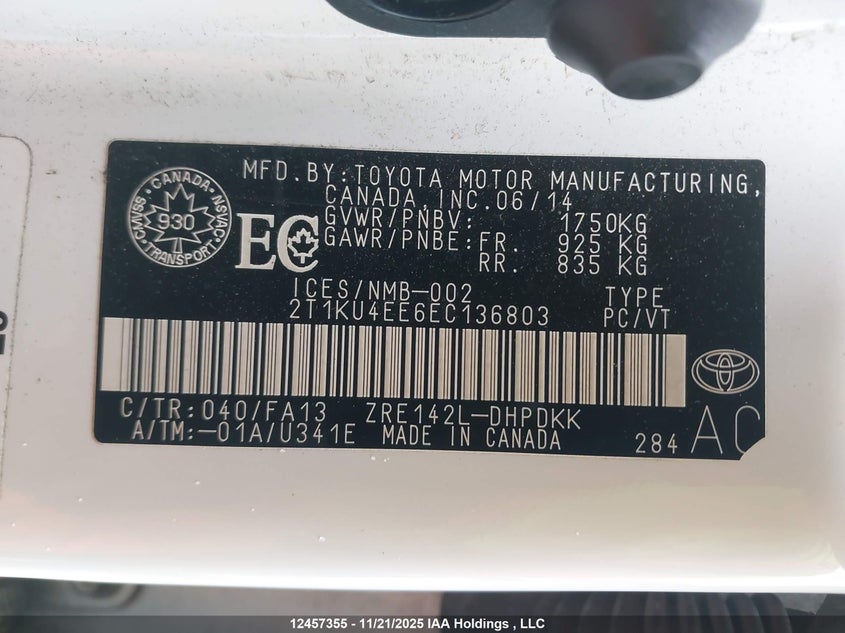 2014 Toyota Matrix VIN: 2T1KU4EE6EC136803 Lot: 12457355