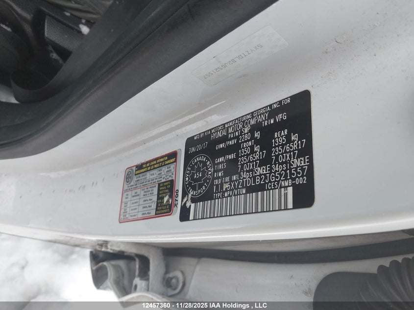 5XYZTDLB2JG521557 2018 HYUNDAI SANTA FE photo no. 9