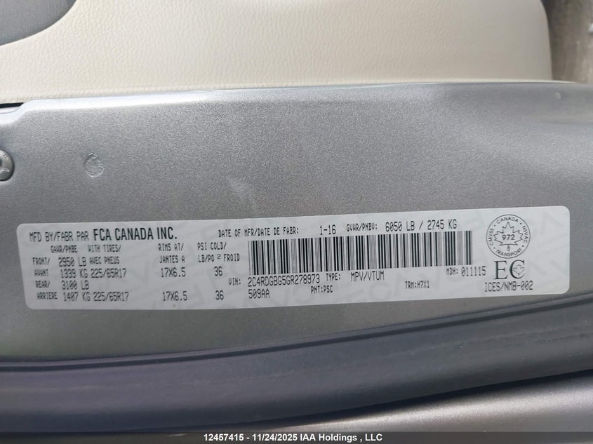 2C4RDGBG5GR278973 2016 DODGE CARAVAN photo no. 9
