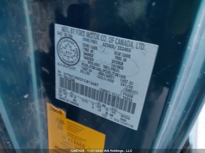 2FTRX18W3YCB13687 2000 FORD F-150 photo no. 18
