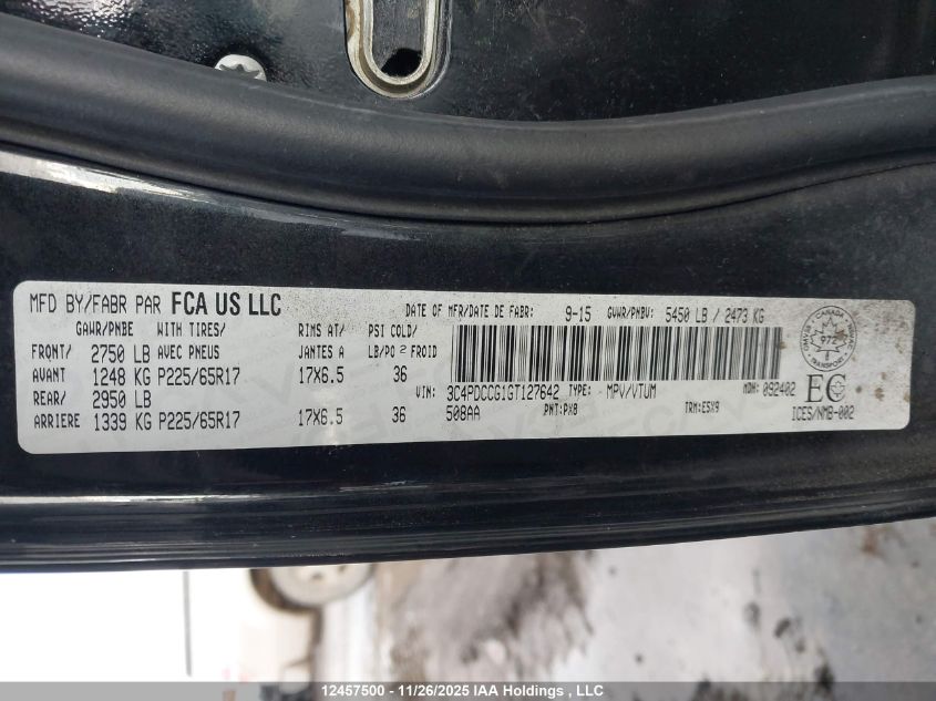 2016 Dodge Journey Sxt/Limited VIN: 3C4PDCCG1GT127642 Lot: 12457500