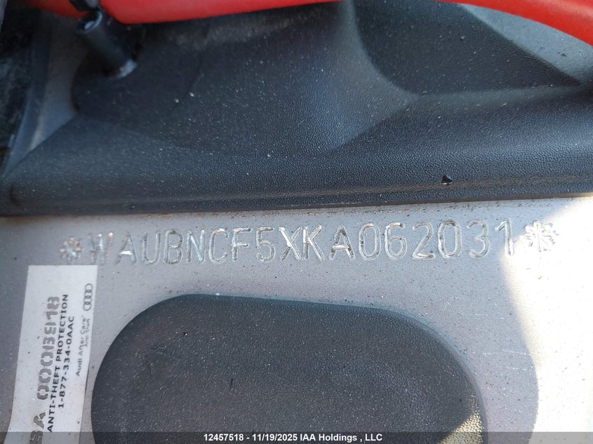 2019 Audi A5 Sportback VIN: WAUBNCF5XKA062031 Lot: 12457518