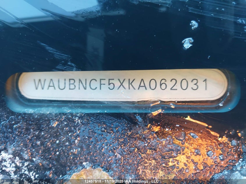 2019 Audi A5 Sportback VIN: WAUBNCF5XKA062031 Lot: 12457518