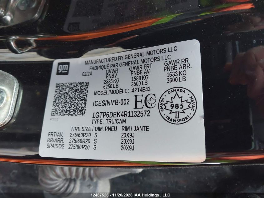 2024 GMC Canyon VIN: 1GTP6DEK4R1132572 Lot: 12457525