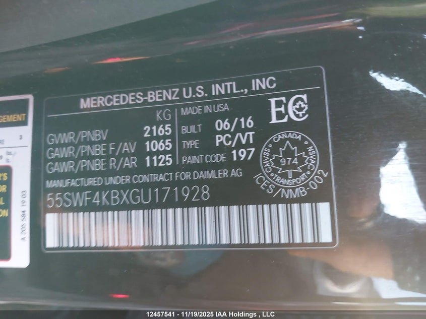 2016 Mercedes-Benz C 300 4Matic VIN: 55SWF4KBXGU171928 Lot: 12457541