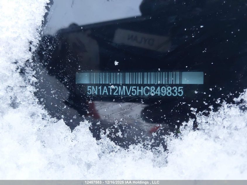 2017 Nissan Rogue Sv/Sl VIN: 5N1AT2MV5HC849835 Lot: 12457583