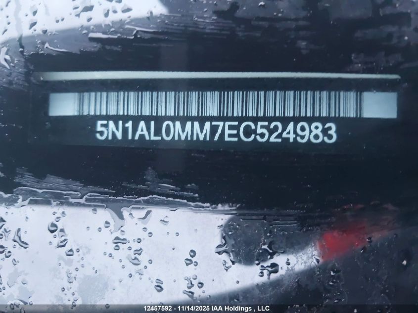 2014 Infiniti Qx60 VIN: 5N1AL0MM7EC524983 Lot: 12457592