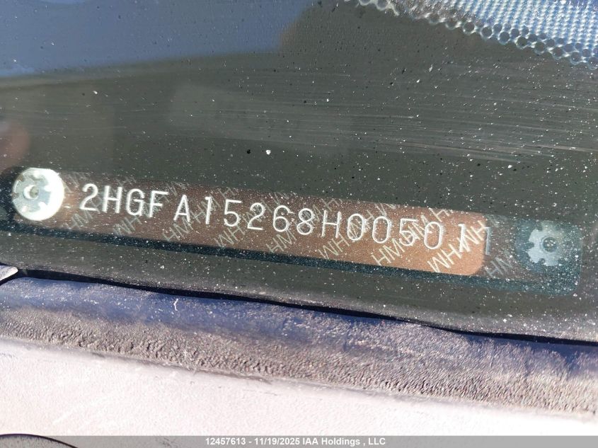 2008 Honda Civic Dx/Dx-A VIN: 2HGFA15268H005011 Lot: 12457613