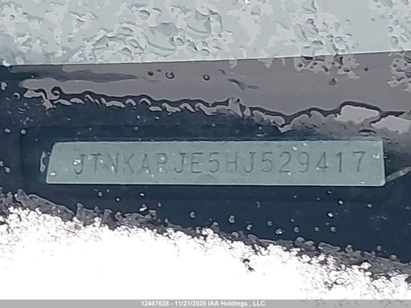 2017 Toyota Corolla VIN: JTNKARJE5HJ529417 Lot: 12457628