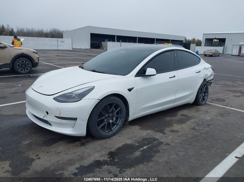 2021 Tesla Model 3 Long Range white sedan electric 5YJ3E1EB6MF990366 photo #3