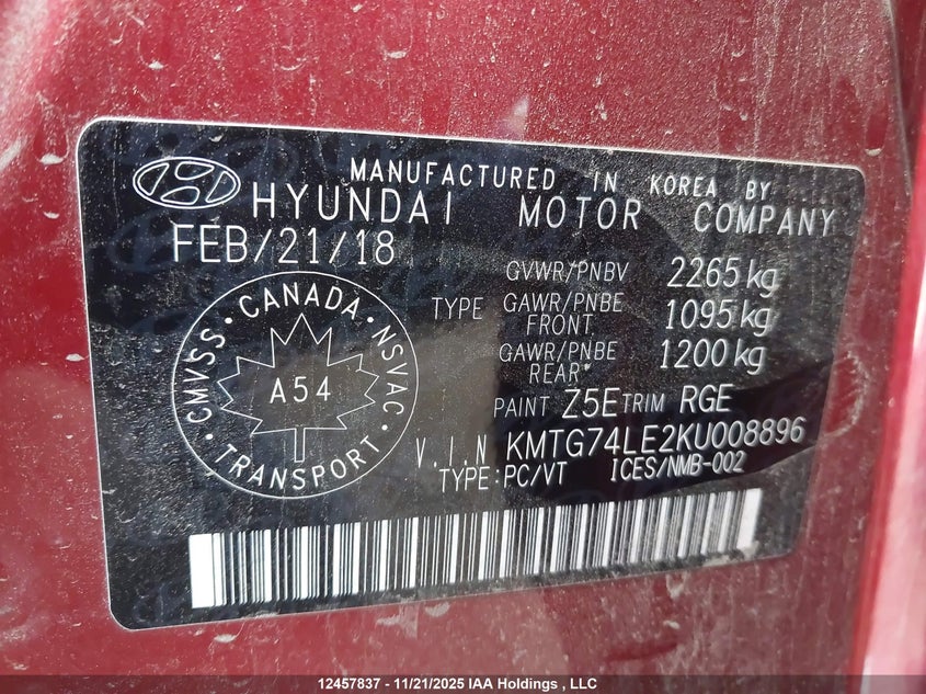 2019 Genesis G70 3.3T Sport VIN: KMTG74LE2KU008896 Lot: 12457837