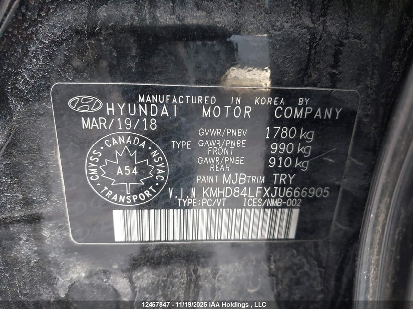 KMHD84LFXJU666905 2018 HYUNDAI ELANTRA photo no. 9